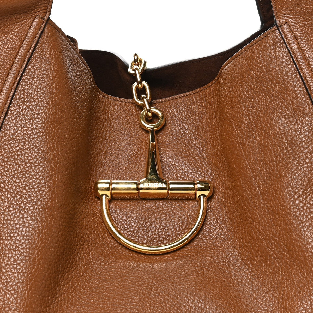Gucci Grained Calfskin Softbit Maxi Shoulder Bag Brown 1985870