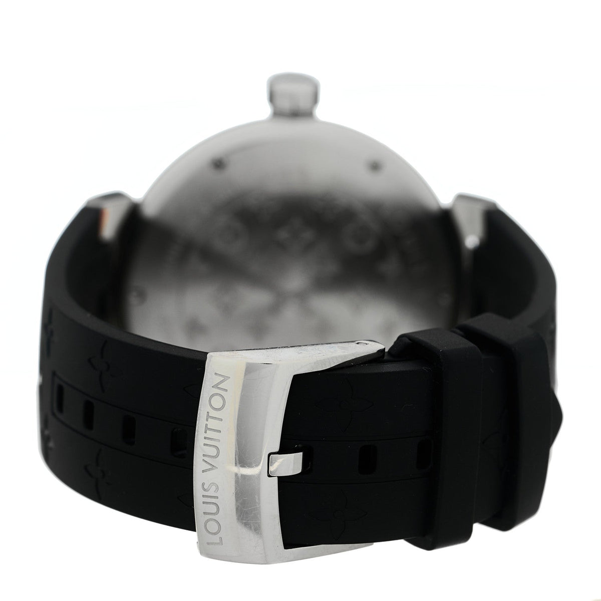 Louis Vuitton Stainless Steel Monogram Tambour Quartz Watch Brown 1938531