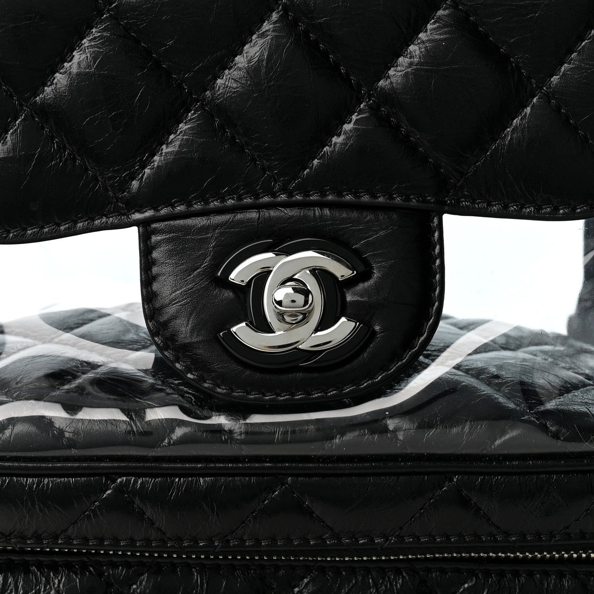 Chanel Crumpled Calfskin PVC Quilted Backpack Black