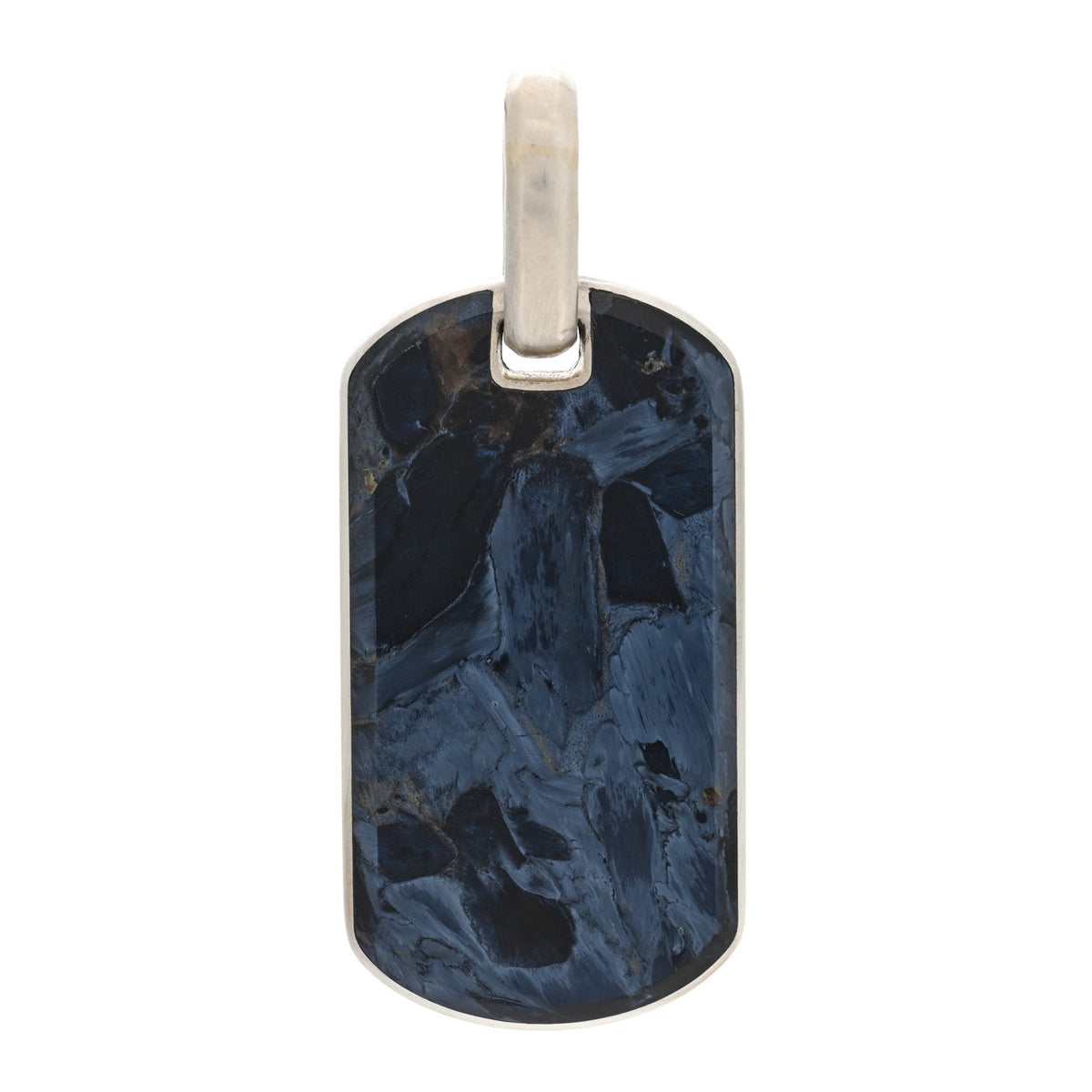 David Yurman Sterling Silver Pietersite 42mm Dog Tag Pendant
