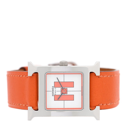 Hermes Stainless Steel Swift 21mm Heure H Watch Orange 1844390