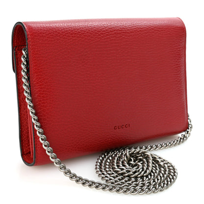 Gucci Calfskin Mini Dionysus Chain Wallet Hibiscus Red