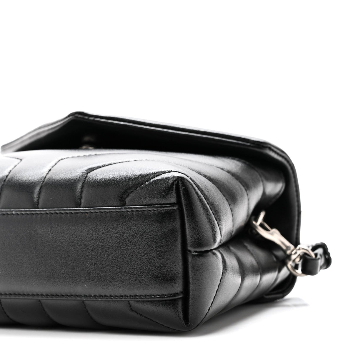 Saint Laurent Calfskin Y Quilted Monogram Toy Loulou Crossbody Bag Black