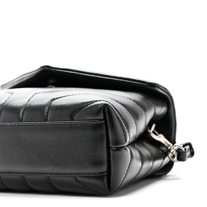 Saint Laurent Calfskin Y Quilted Monogram Toy Loulou Crossbody Bag Black