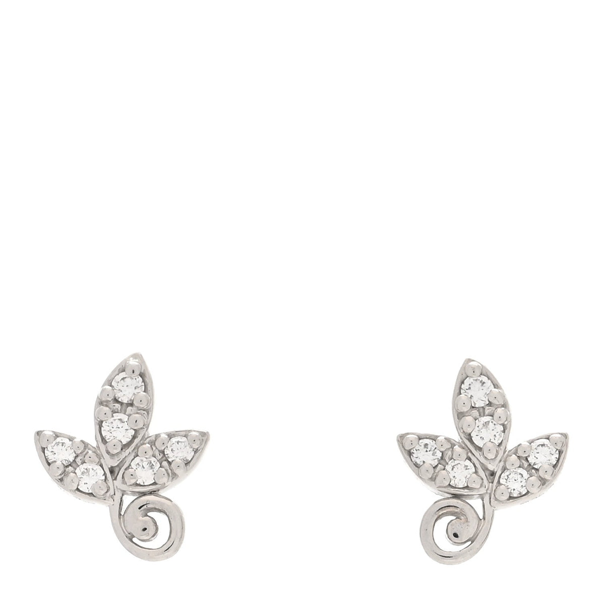 Tiffany 18K White Gold Diamond Paloma Picasso Olive Leaf Earrings