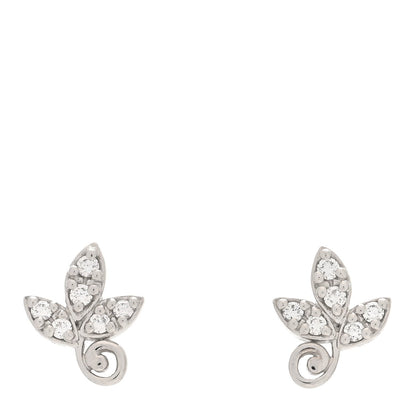 Tiffany 18K White Gold Diamond Paloma Picasso Olive Leaf Earrings