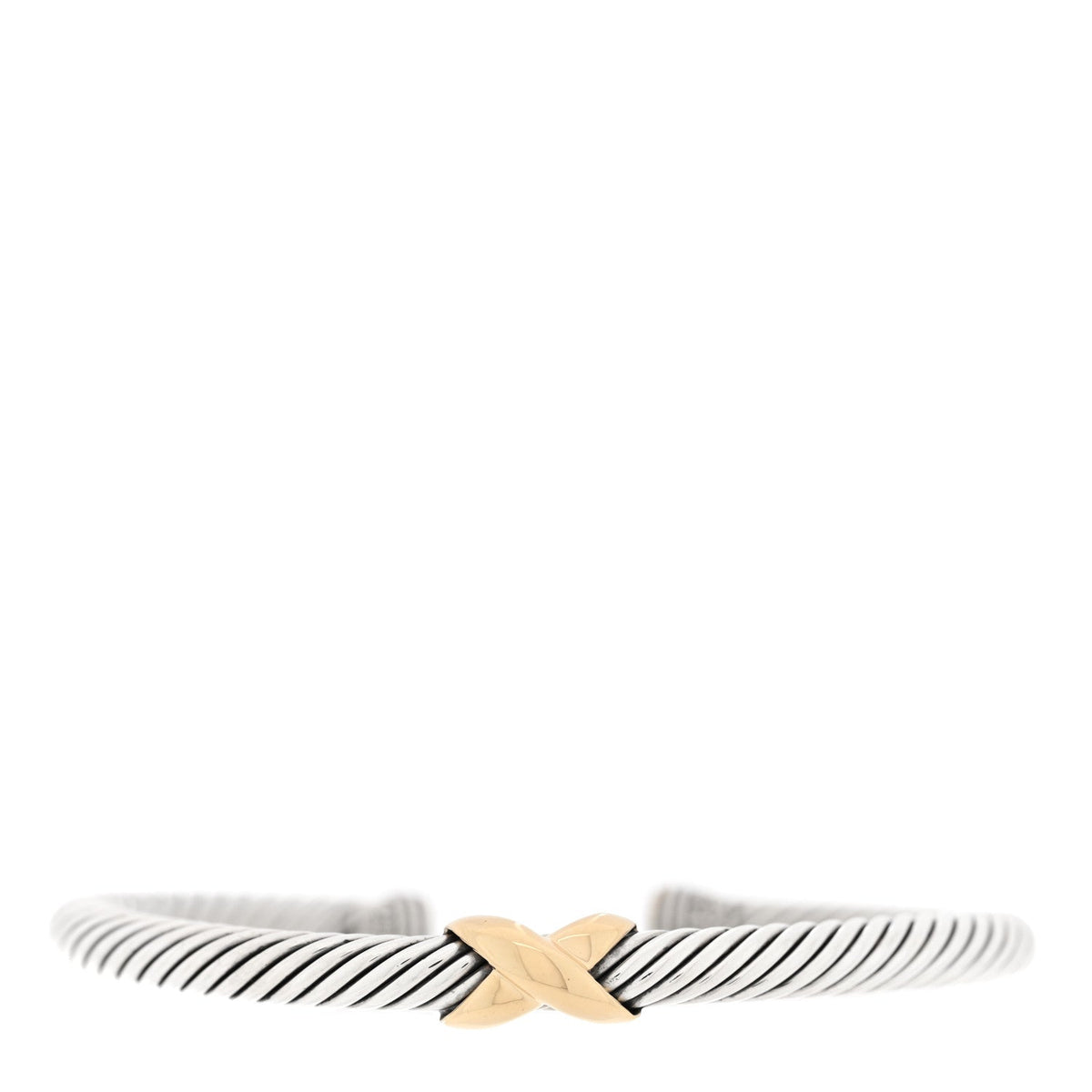 David Yurman Sterling Silver 14K Yellow Gold 5mm X Station Cable Bracelet