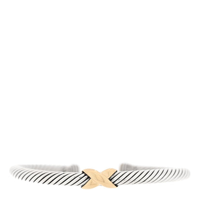David Yurman Sterling Silver 14K Yellow Gold 5mm X Station Cable Bracelet