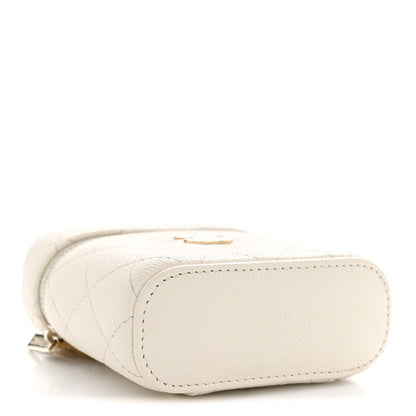 Chanel Caviar Quilted Small Handle With Care Vanity Case White