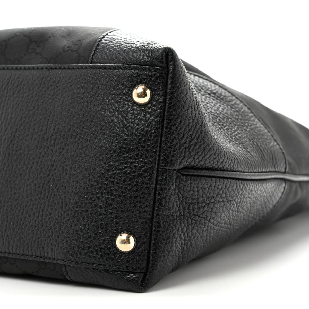 Gucci Monogram Canvas Leather Tote Black