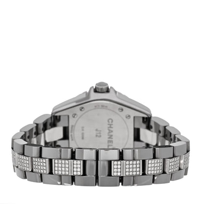 Chanel Stainless Steel Ceramic Diamond 33mm J12 Watch Grey