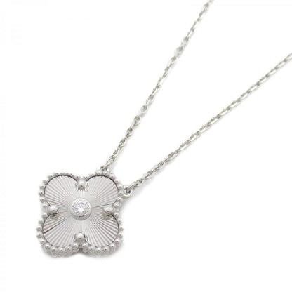 VCA 18K White Gold Diamond Guilloché Holiday Pendant Necklace