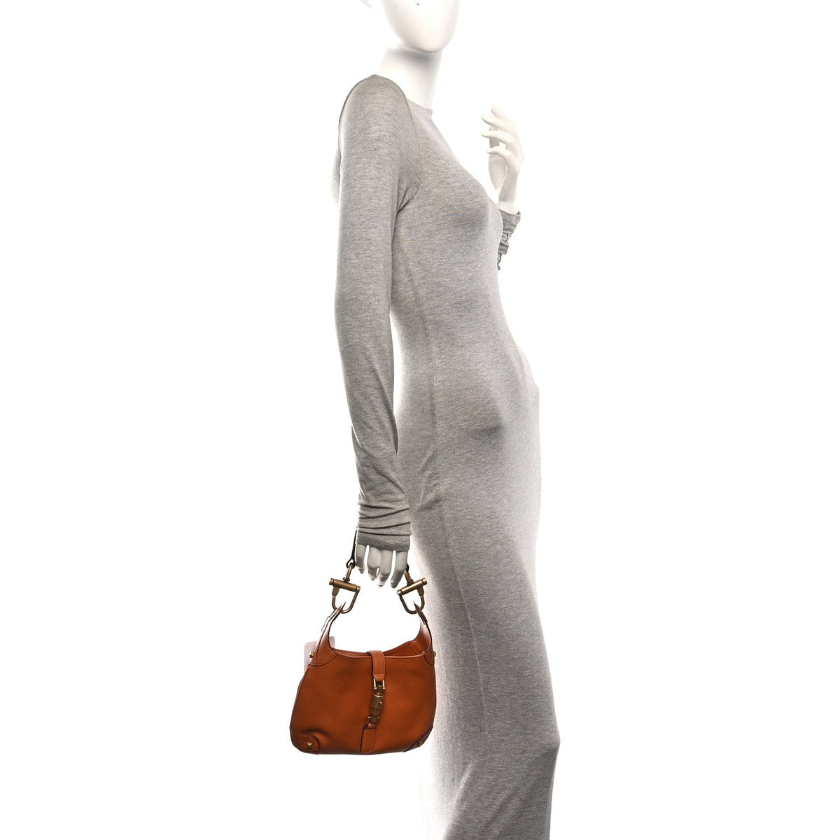 Gucci Calfskin Mini Piston Lock Jackie O Hobo Tan
