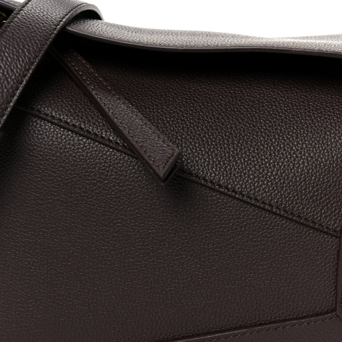 Loewe Soft Grained Calfskin Small Puzzle Edge Bag Dark Chestnut