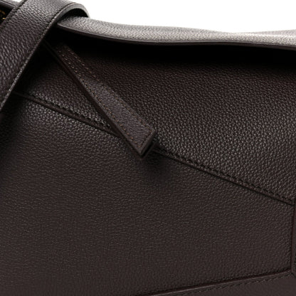 Loewe Soft Grained Calfskin Small Puzzle Edge Bag Dark Chestnut
