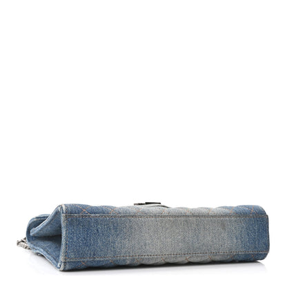 Saint Laurent Denim Mixed Matelasse Triquilt Medium Envelope Bag Blue 1867980
