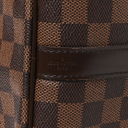 Louis Vuitton Damier Canvas Leather 35 Speedy Bandouliere Bag Brown