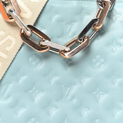 Louis Vuitton Lambskin Embossed Monogram Coussin PM Bleu