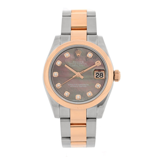 Rolex Stainless Steel 18K Everose Gold Diamond 31mm Datejust Watch 178241