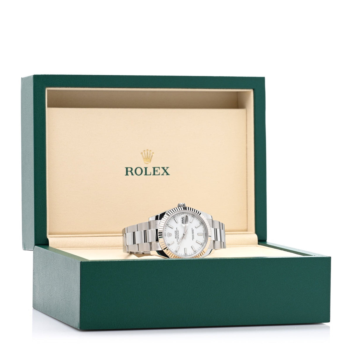 Rolex Stainless Steel 18K White Gold 41mm Datejust Watch Silver 116334