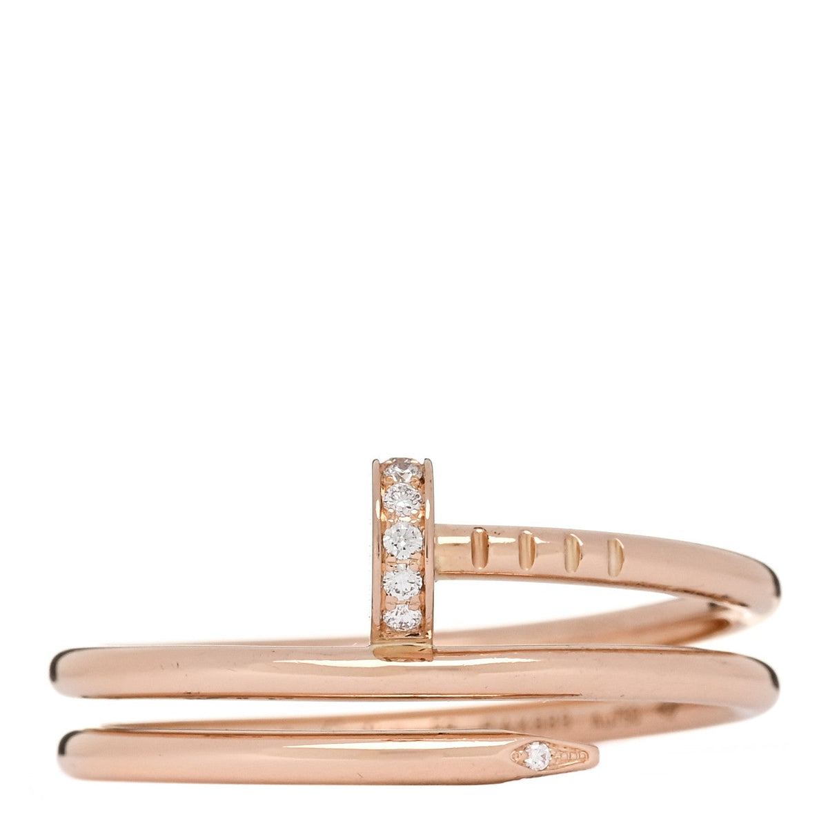 18K Pink Gold Diamond Double Juste Un Clou Ring 58 8.5