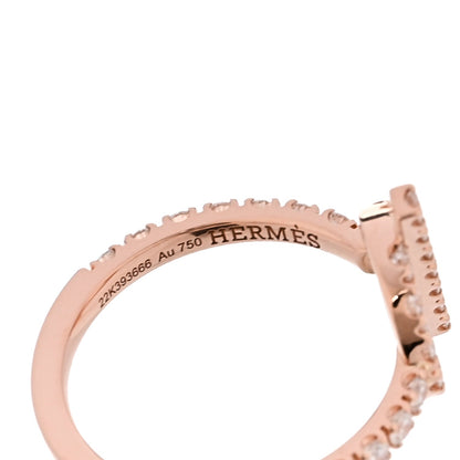 Hermes 18K Rose Gold Diamond Finesse Ring 52 6
