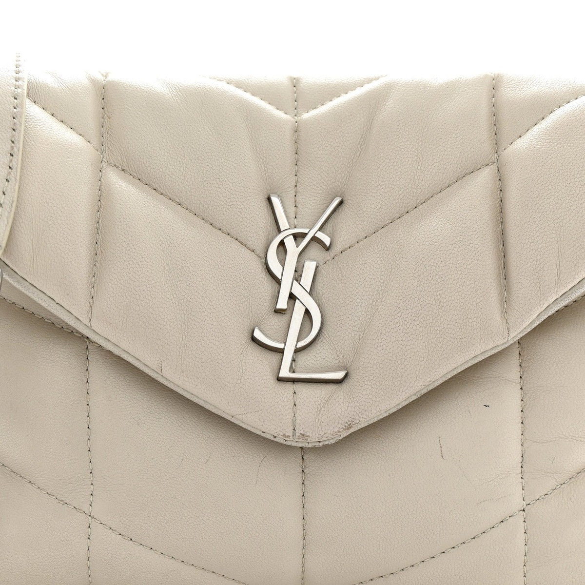 Saint Laurent Lambskin Toy Loulou Puffer Satchel Crema Soft