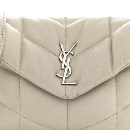 Saint Laurent Lambskin Toy Loulou Puffer Satchel Crema Soft