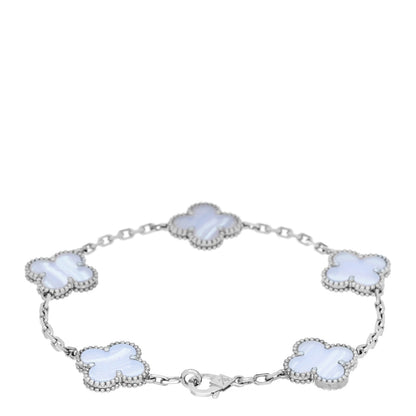 Van Cleef & Arpels 18K White Gold Chalcedony Vintage Alhambra Bracelet