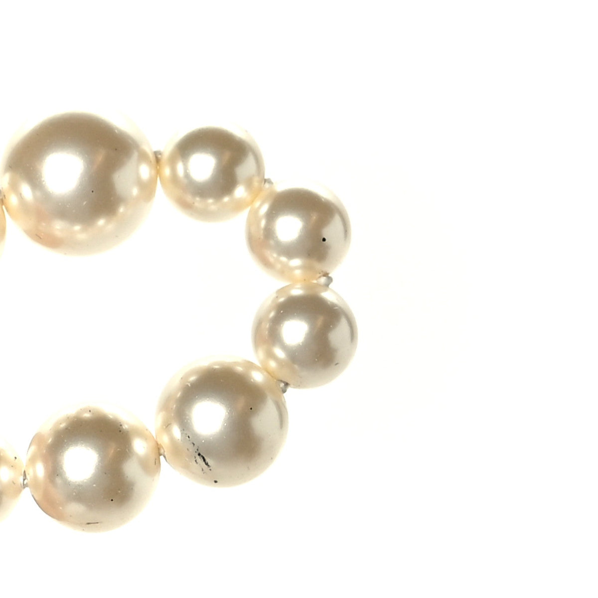 Chanel Pearl Crystal CC Long Necklace Silver