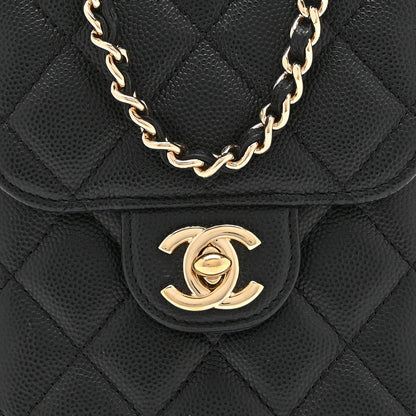 Chanel Caviar Quilted Classic Phone Holder Black