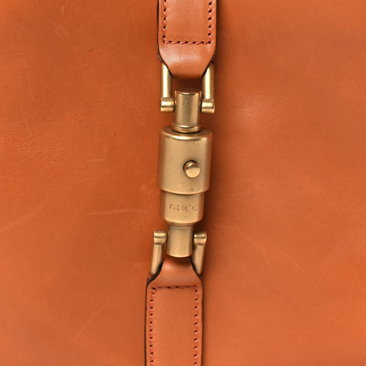 Gucci Calfskin Mini Piston Lock Jackie O Hobo Tan