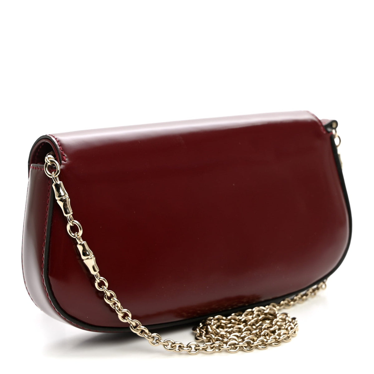 Gucci Shiny Calfskin Small Bamboo Night Bag Rosso Ancora
