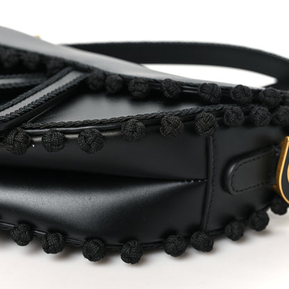 Christian Dior Calfskin Pom Pom Saddle Bag Black