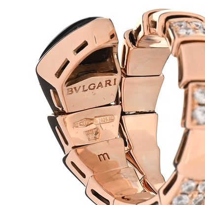 Bulgari 18K Rose Gold Diamond Black Onyx Serpenti Viper Ring M