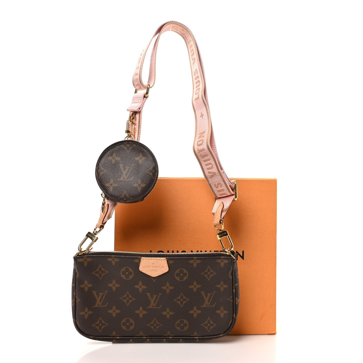 Louis Vuitton Monogram Coated Canvas Multi Pochette Accessories Rose Clair