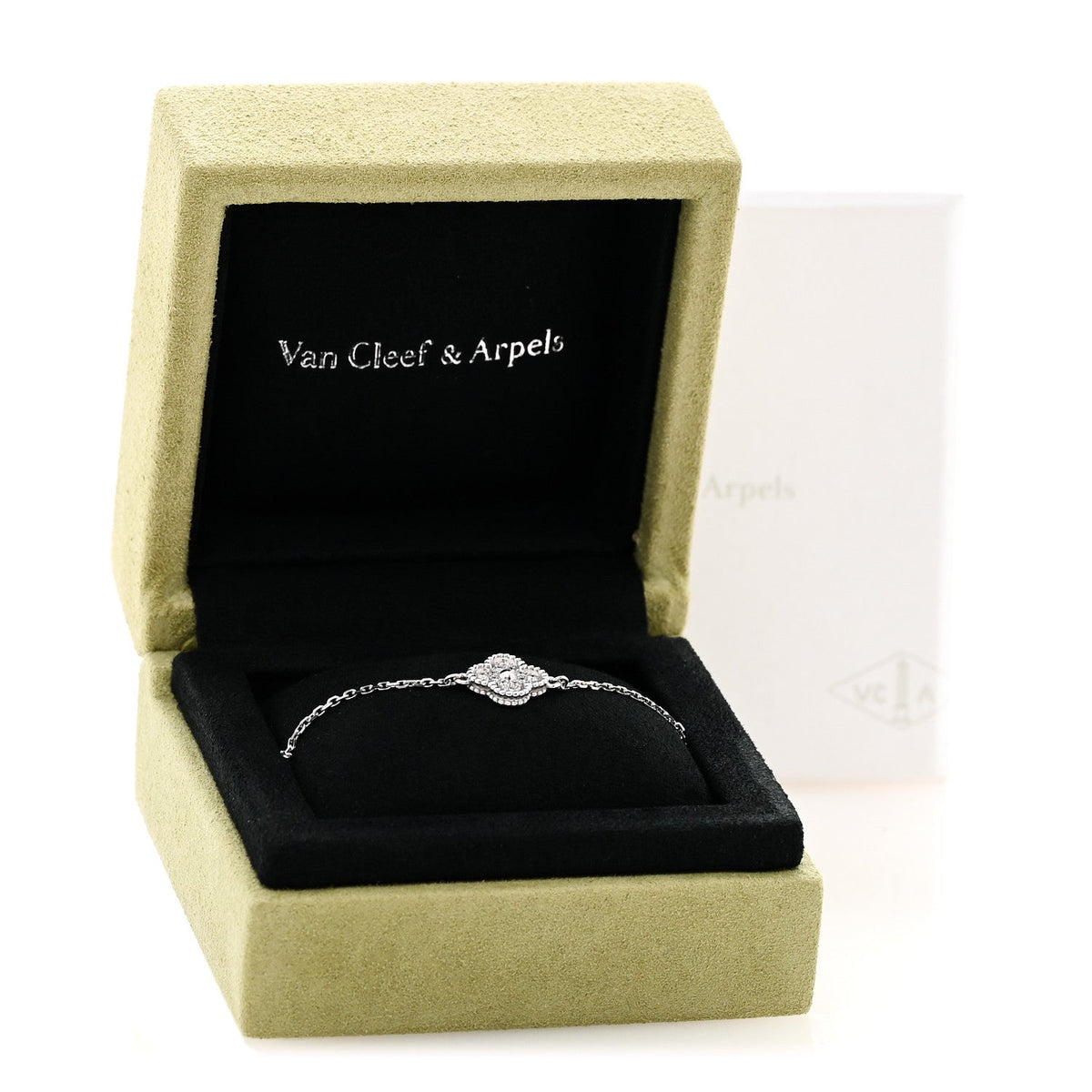 Van Cleef & Arpels 18K White Gold Diamond Sweet Alhambra Bracelet