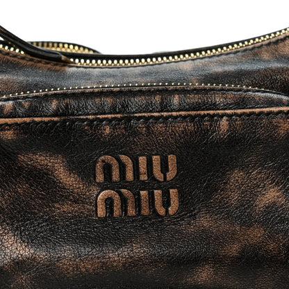 Miu Miu Distressed Nappa Pocket Bag Sand Coffee