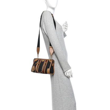 Gucci Monogram Textured Dollar Calfskin Web Mini Bauletto Bag Black Koi Beige