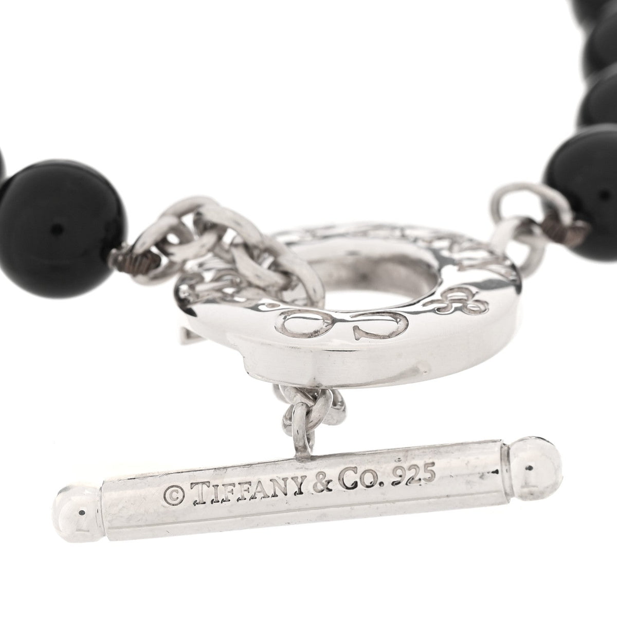 Tiffany Sterling Silver Black Onyx Bead Toggle Bracelet