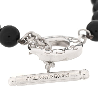 Tiffany Sterling Silver Black Onyx Bead Toggle Bracelet