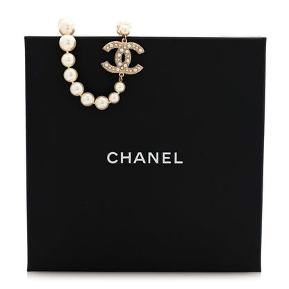 Chanel Pearl Crystal CC 100th Anniversary Necklace Light Gold