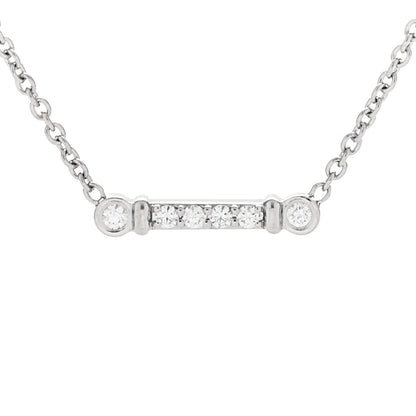 Tiffany Platinum Diamond Fleur de Lis Key Bar Pendant Necklace