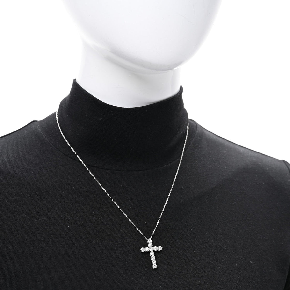 Tiffany Platinum Diamond 1.71ct Large Cross Pendant Necklace