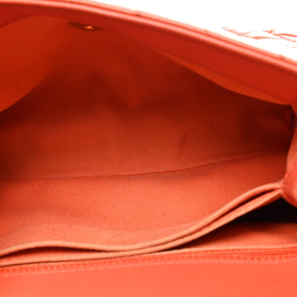 Chanel Aged Calfskin Chevron Quilted Mini Coco Handle Flap Orange