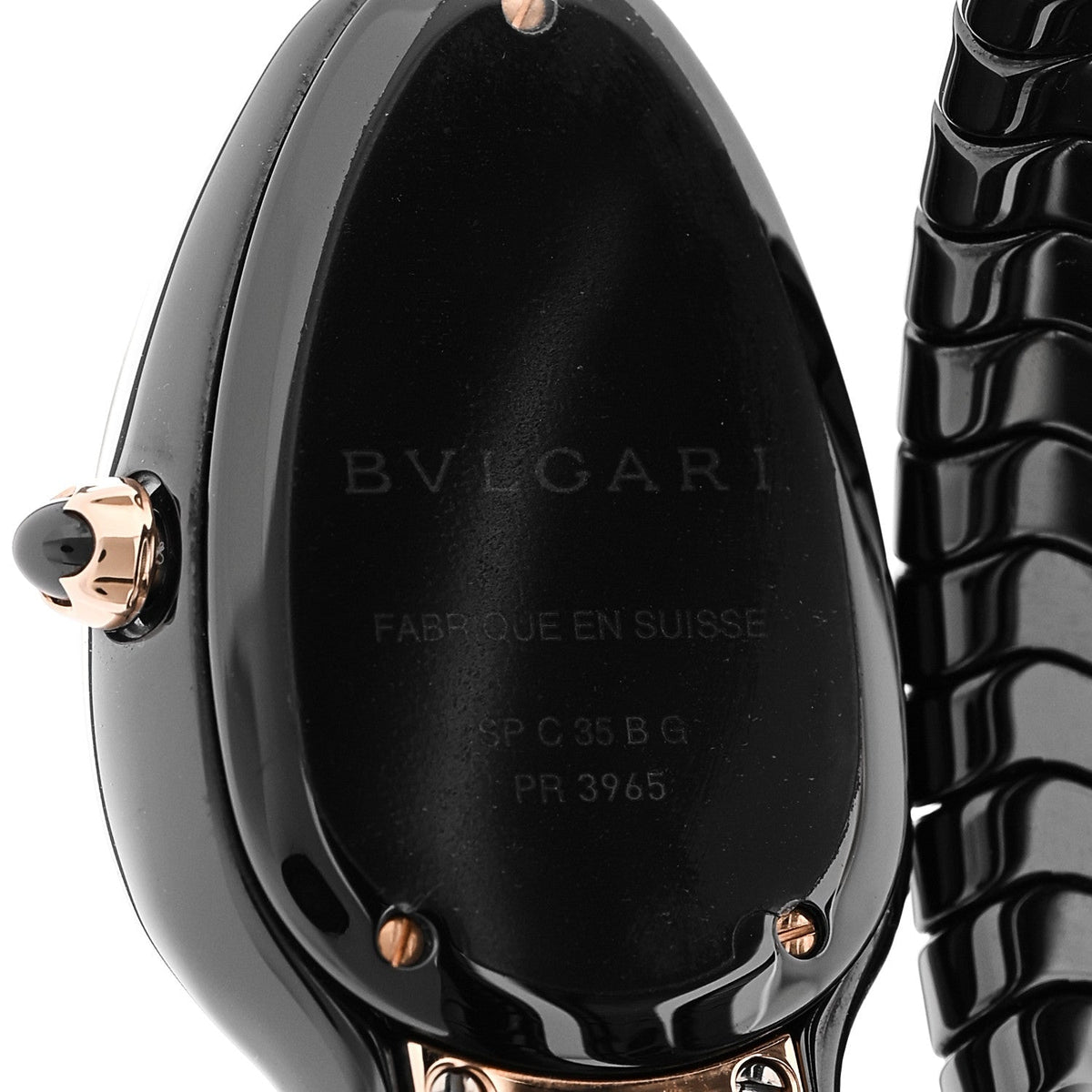 Bulgari 18K Rose Gold Ceramic Diamond 35mm Serpenti Watch Black
