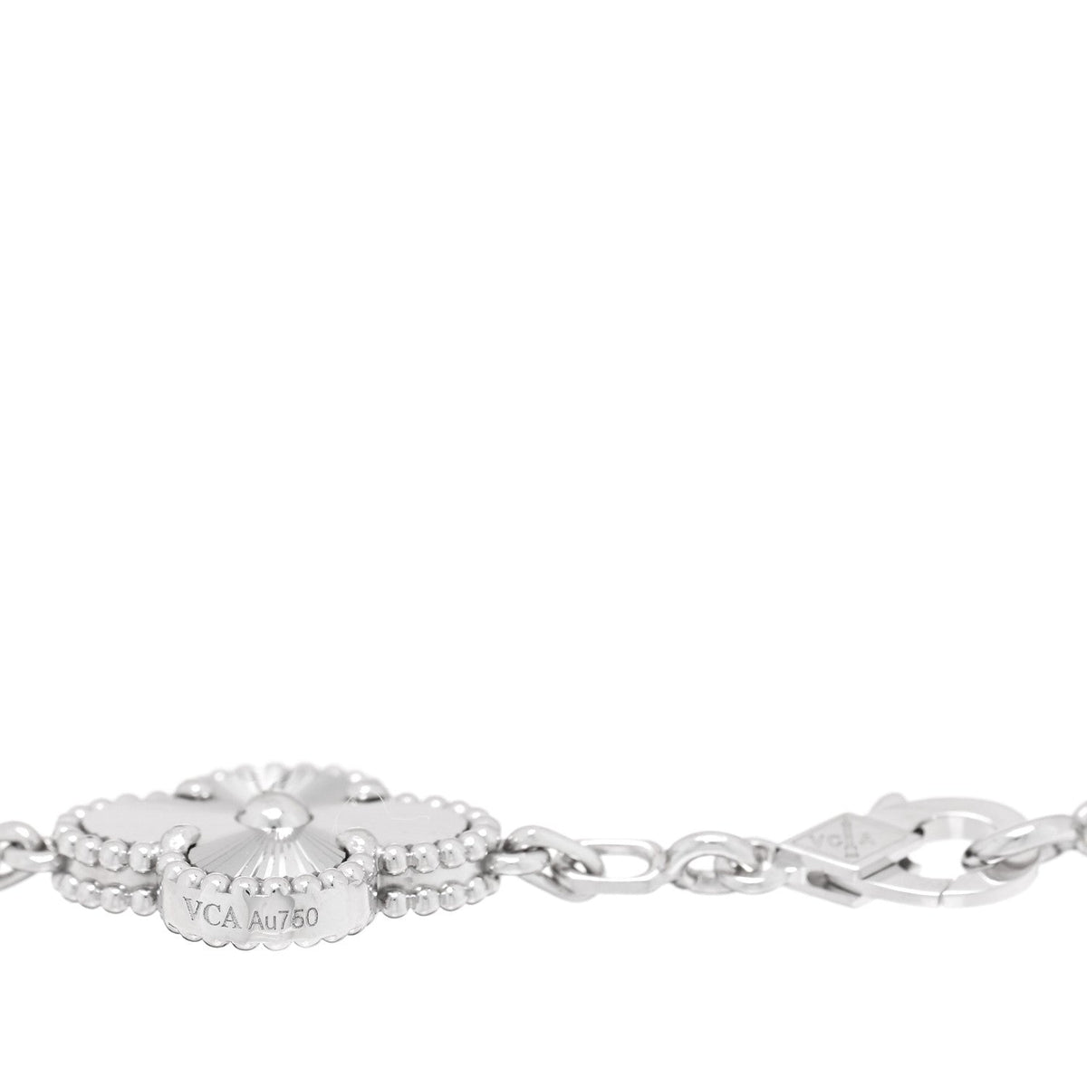 Van Cleef & Arpels 18K White Gold Guilloche Vintage Alhambra Bracelet