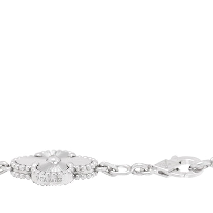 Van Cleef & Arpels 18K White Gold Guilloche Vintage Alhambra Bracelet