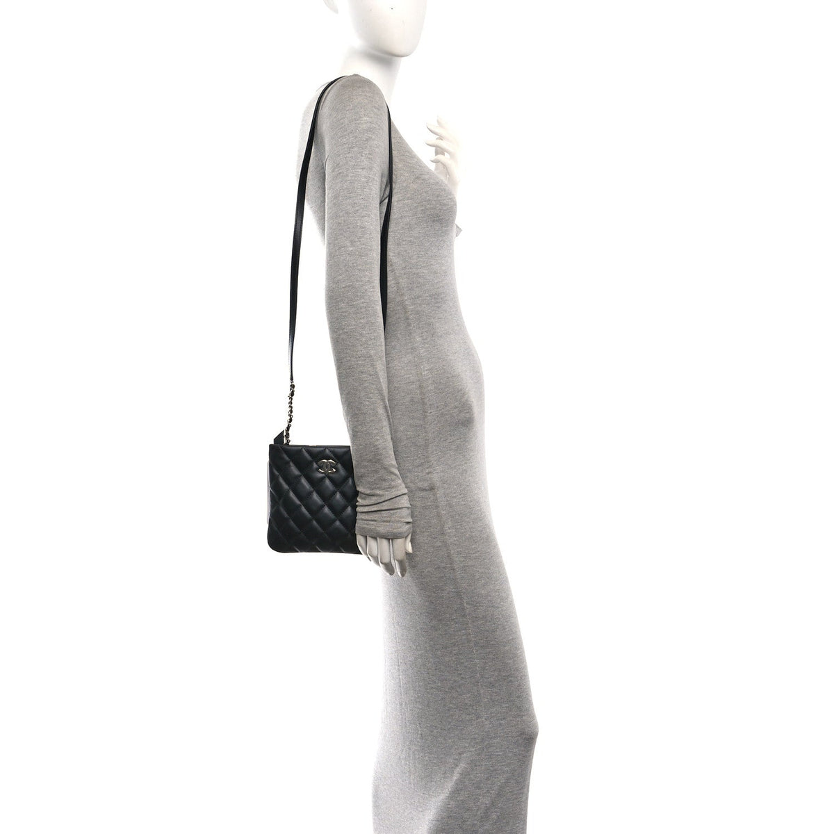 Chanel Lambskin Quilted Uniform Crossbody Bag Black