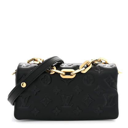 Louis Vuitton Lambskin Embossed Monogram Pochette Coussin Black 1985346